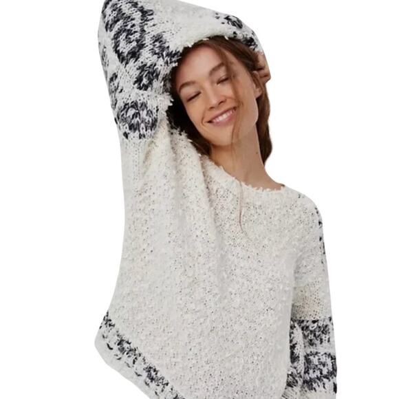 Anthropologie Pilcro Petra Ivory Grey Feathered Oversized Cozy Sweater Sz XS - Picture 1 of 15